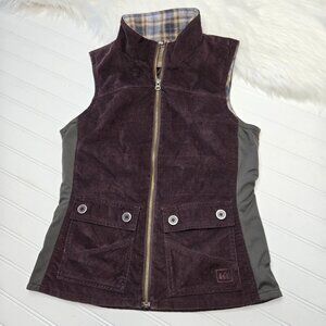 REI Co-op Riverstone Corduroy Vest Women's Size XS Full Zip Pockets Brown Green